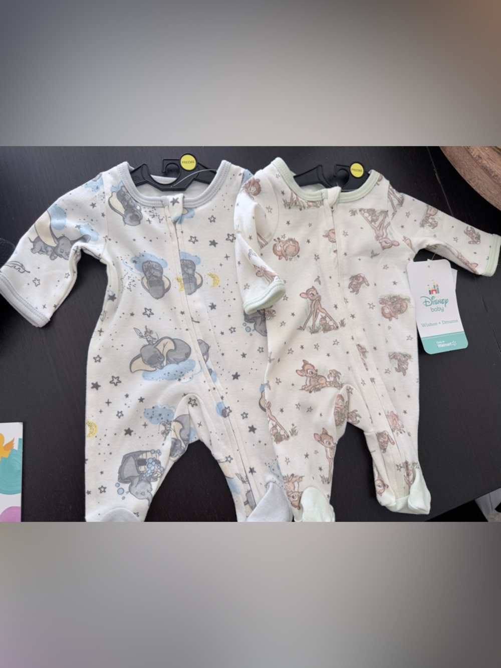 Disney Baby Neutral Footed One-Piece Set with Dumbo & Bambi Prints